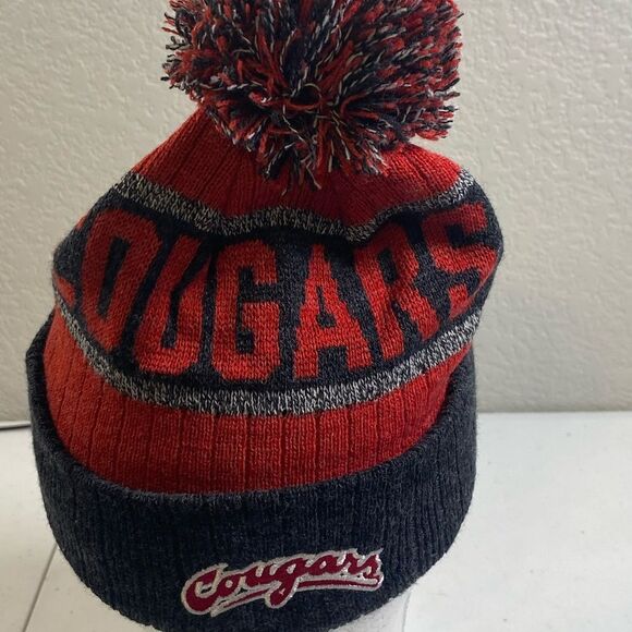 NWT NCAA Washington State Cougars Youth Below Zero Red Black Knit Beanie Hat - Picture 3 of 9